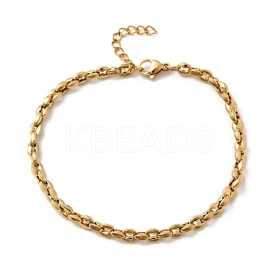 304 Stainless Steel Coffee Bean Chain Bracelets for Women BJEW-B140-01A-G-1