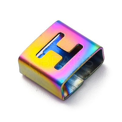 Ion Plating(IP) 304 Stainless Steel Square Slide Charms STAS-L132-04H-M-1