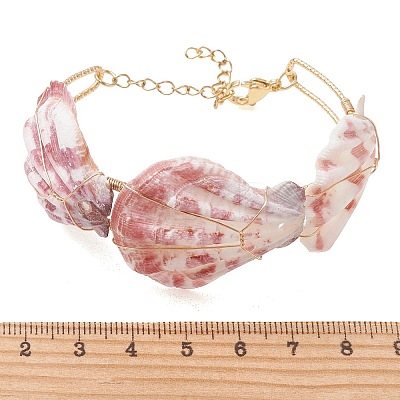 Natural Scallop Shell Bangles for Women BJEW-TA00748-1