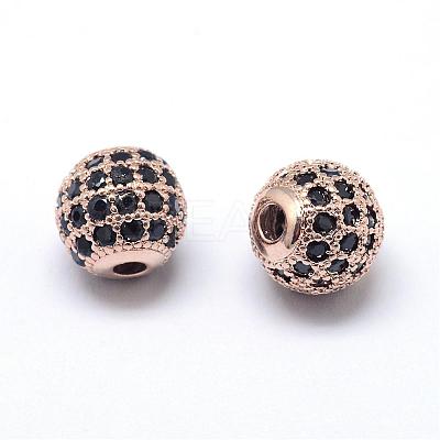 Rack Plating Brass Cubic Zirconia Beads ZIRC-S001-10mm-B01-1