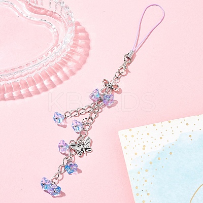 Flower Acrylic & Glass Mobile Straps HJEW-YW00038-02-1