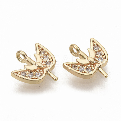 Brass Micro Pave Clear Cubic Zirconia Charms ZIRC-T011-27G-NF-1