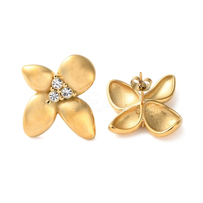 304 Stainless Steel Rhinstone Stud Earrings EJEW-Z081-01G-1