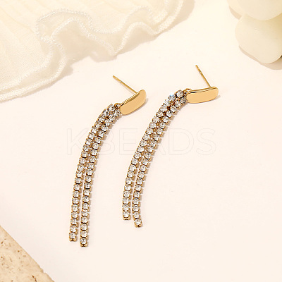 Stylish 304 Stainless Steel Zircon Tassel Earrings for Mother's Day VH5139-1