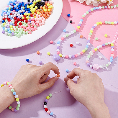 840Pcs 12 Styles Opaque Acrylic Beaded OACR-GA0001-23B-1