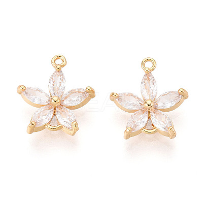 Brass Pave Clear Cubic Zirconia Connector Charms KK-T078-03G-04-1