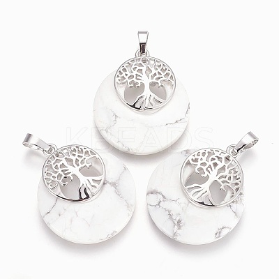 Natural Howlite Pendants G-F573-C19-1