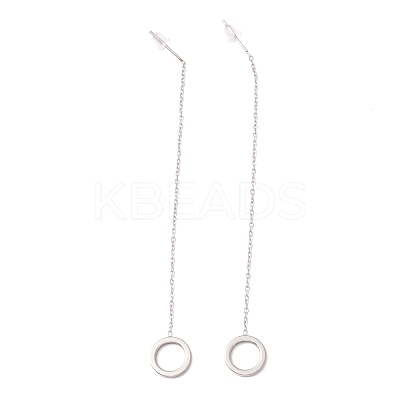 Tarnish Resistant Long Chain with Open Ring Dangle Stud Earrings EJEW-A067-10P-1