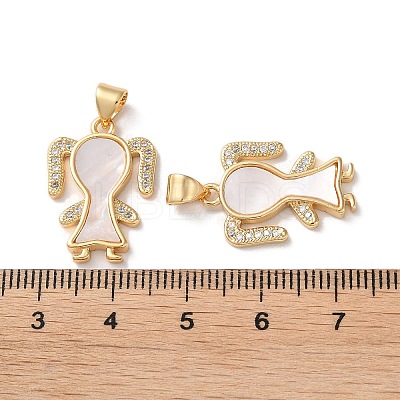 Brass Micro Pave Clear Cubic Zirconia Pendants KK-B083-28A-G-1