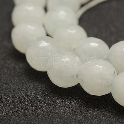 Faceted Natural White Jade Beads Strands G-F448-10mm-1