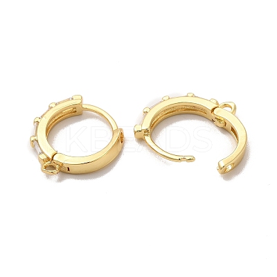 Rack Plating Brass Micro Pave Cubic Zirconia Hoop Earring Finding ZIRC-C002-04G-1