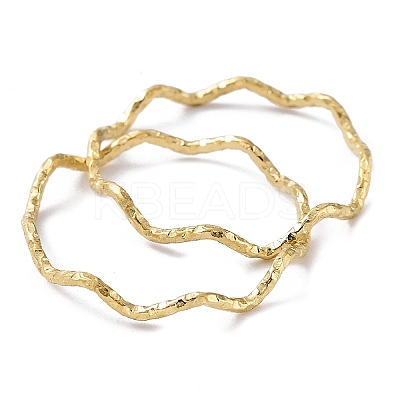 Ion Plating(IP) 304 Stainless Steel Textured Wave Finger Rings RJEW-G298-02G-1