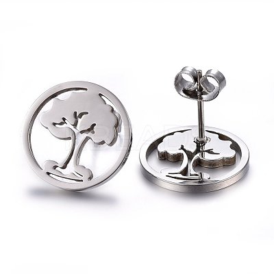 Tarnish Resistant 304 Stainless Steel Stud Earrings EJEW-H371-08P-1
