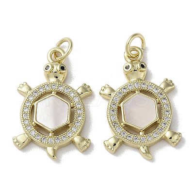 Brass Micro Pave Cubic Zirconia Pendants KK-G485-28G-01-1