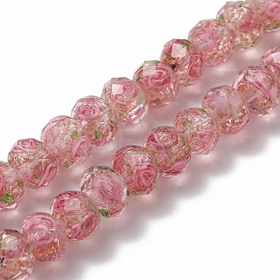 Handmade Gold Sand Lampwork Beads Strands LAMP-R141-10mm-11-1