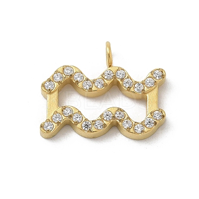 Ion Plating(IP) 304 Stainless Steel Micro Pave Cubic Zirconia Charms STAS-Z107-09G-01-1