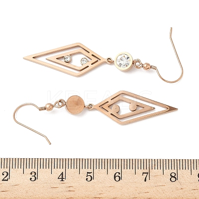 304 Stainless Steel Rhombus Dangle Earrings EJEW-Z129-10RG-1