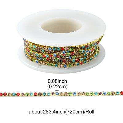 Raw(Unplated) Brass Rhinestone Strass Chains CHC-YW0001-03-1
