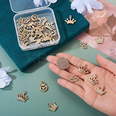30Pcs 5 Style Alloy Rhinestone Pendants FIND-TA0009-16-1
