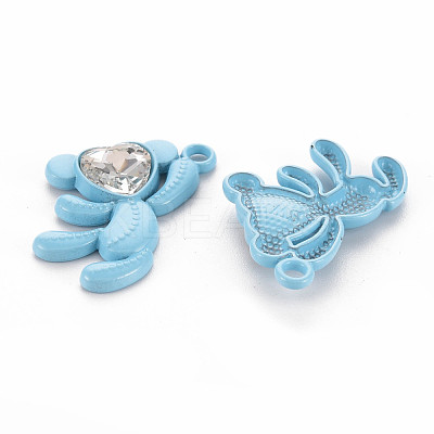 Spray Painted Alloy Rhinestone Pendants PALLOY-Q433-033F-RS-1