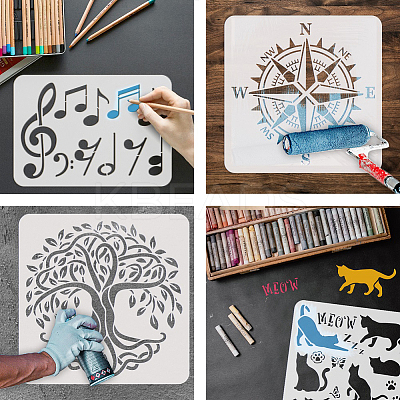 3Pcs 3 Styles PET Hollow Out Drawing Painting Stencils DIY-WH0394-0369-1