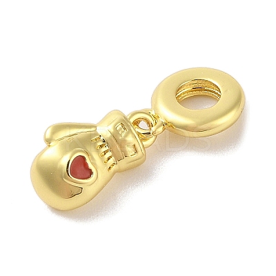 Rack Plating Brass Red Enamel European Dangle Charms KK-S380-24G-1