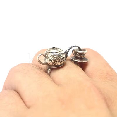 Teapot & Teacup Alloy Finger Rings for Unisex FS-WG8E880-01-1