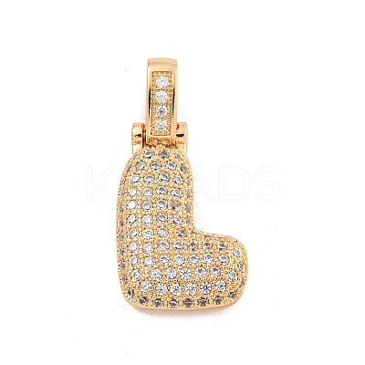 Brass Micro Pave Clear Cubic Zirconia Pendants KK-B099-01G-L-1