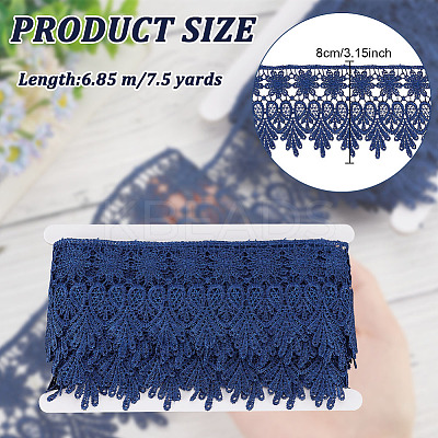 7.5 Yards Polyester Flower Lace Ribbon DIY-GO0001-77-1