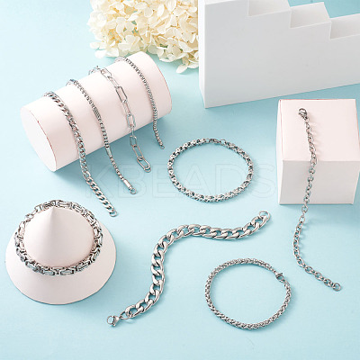 Unisex 304 Stainless Steel Chain Bracelets BJEW-TA0001-05P-1