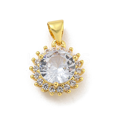 Rack Plating Brass Micro Pave Cubic Zirconia Pendants KK-G513-06G-1