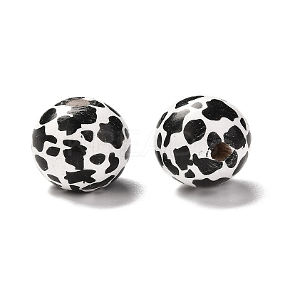 Printed Wood European Beads X-WOOD-F011-06-1