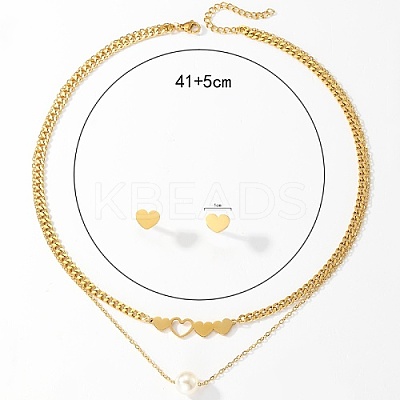 Golden 201 Stainless Steel Jewelry Set QE0758-4-1