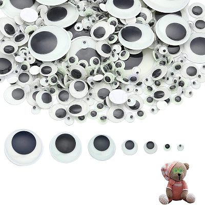 300Pcs 7 Style Luminous Plastic & Resin Wiggle Googly Eyes Cabochons DIY-CA0004-96-1