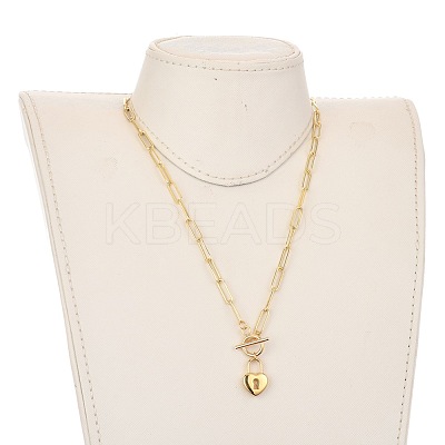 Heart Lock Pendant Necklaces NJEW-JN02971-1