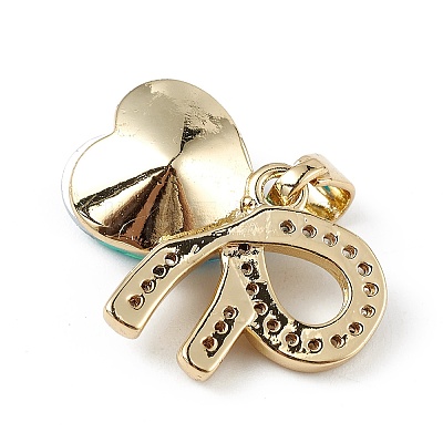 Real 18K Gold Plated Rack Plating Brass Micro Pave Clear Cubic Zirconia Pendants KK-C015-26G-10-1