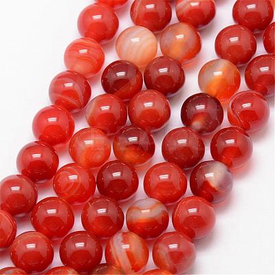 Natural Striped Agate/Banded Agate Bead Strands G-K166-13-10mm-08-1