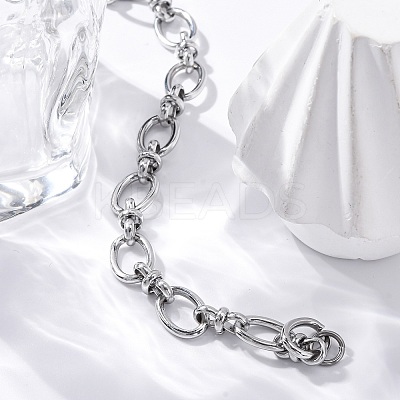 Tarnish Resistant 304 Stainless Steel Oval Link Chain Bracelets LS-BJEW-Z011-12P-1
