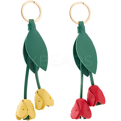 2Pcs 2 Colors Imitation Leather Key Hanging Decoration FIND-GF0008-34-1