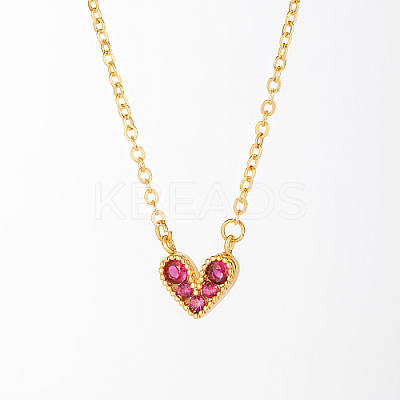 Golden Brass Heart Pendant Necklace for Women WZ0134-3-1-1