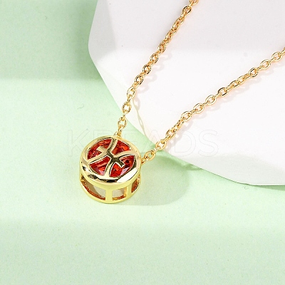 Brass Pave Cubic Zirconia Birth Stone Constellation Pendant Cable Chain Necklaces LS-NJEW-D334-01G-05-1