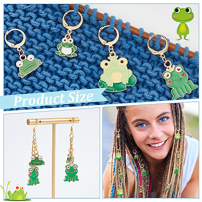 Alloy Enamel Frog Pendant Locking Stitch Markers HJEW-AB00070-1