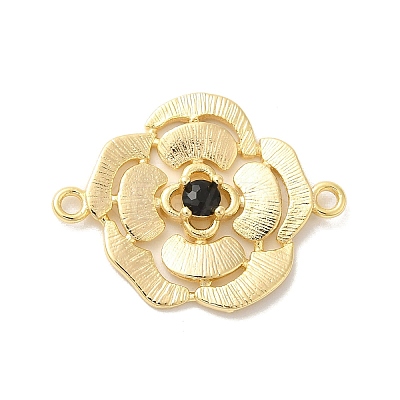 Brass Pave Glass Connector Charms KK-Z073-32G-02-1
