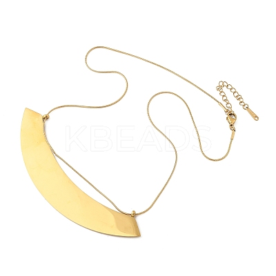 304 Stainless Steel Arch Shaped Pendant Bib Necklaces NJEW-P334-01G-1