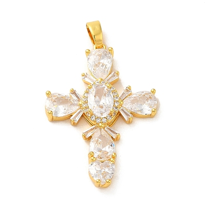 Brass Micro Pave Clear Cubic Zirconia Pendants FIND-Z041-17G-1