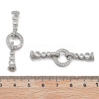 Brass with Clear Cubic Zirconia Fold Over Clasps KK-Z080-09P-1