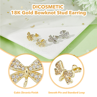 Rack Plating Brass & Cubic Zirconia Stud Earring Findings KK-DC0004-24-1