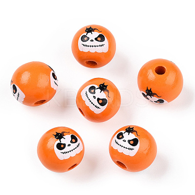 Halloween Theme Wood European Beads WOOD-N016-04B-1