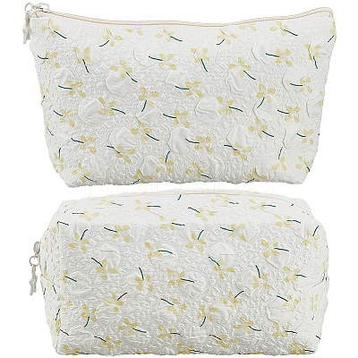 2Pcs 2 Styles Portable Travel Polyester Cosmetic Zipper Storage Clutch Bags ABAG-CY0001-01D-1