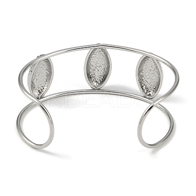 Non-Tarnish 304 Stainless Steel Wide Hollow Textured Opaen Cuff Bangles BJEW-Q348-07P-02-1